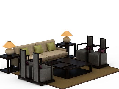 3d新中式沙发组合免费模型