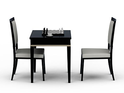 新中式桌椅组合模型