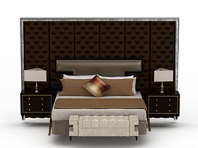 3d中式风格双人床免费模型