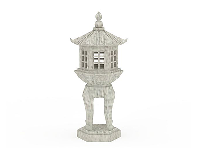中式石灯模型