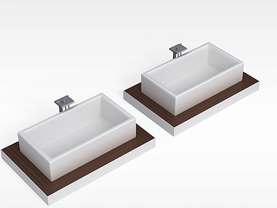 3d现代矩形浴缸模型