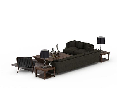 3d客厅布艺沙发组合免费模型