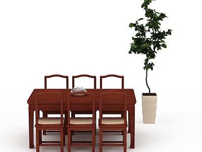 红木餐桌模型3d模型