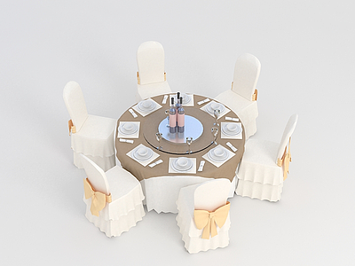 3d酒店桌椅组合免费模型