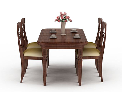 红木桌椅组合模型3d模型