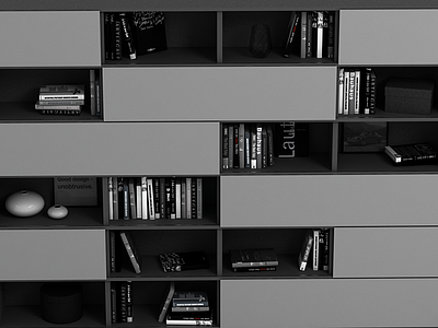 3d现代风格书柜模型