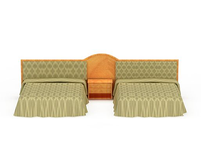酒店双排单人床模型3d模型