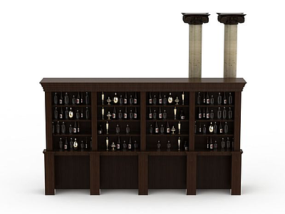 3d实木红酒柜模型