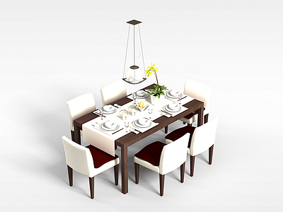 3d现代简约风格桌椅组合模型