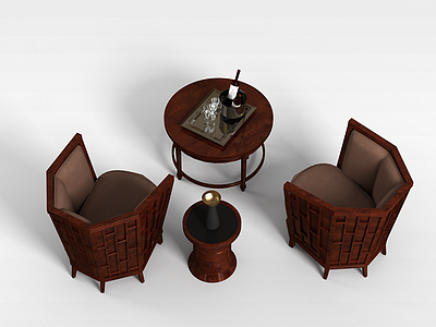 3d红木休闲桌椅模型