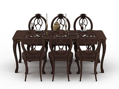 3d餐厅桌椅套装模型