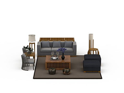 3d现代布艺沙发组合免费模型