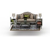 3d欧式客厅沙发茶几组合免费模型