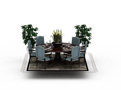 中式风格餐桌模型3d模型