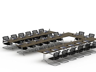 3d<font class='myIsRed'>会议室桌椅</font>组合免费模型
