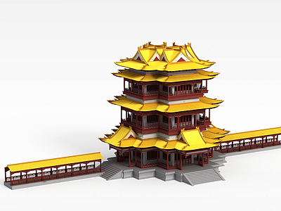 3d中国古代建筑模型