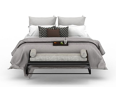 3d现代简约风格卧室床免费模型