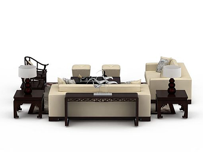 中式风格沙发组合模型