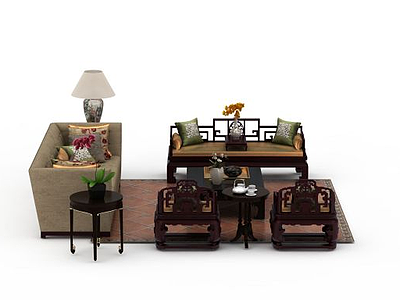 中式风格沙发组合模型
