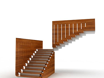 别墅实木楼梯模型