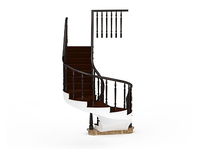 3d圆形实木楼梯免费模型