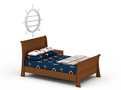实木儿童床模型3d模型