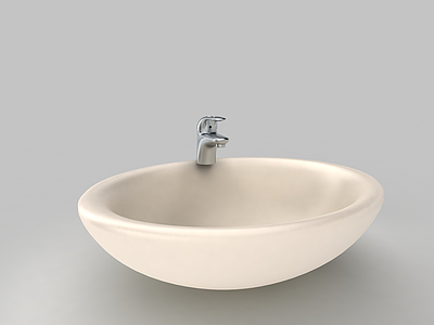 白色陶瓷洗手盆3d模型