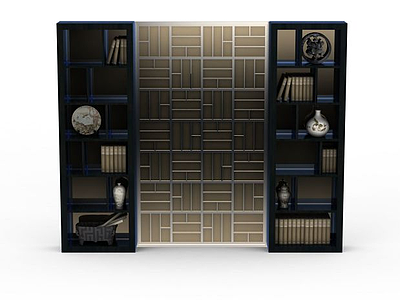 现代简约书柜模型3d模型