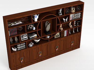 实木书柜模型3d模型