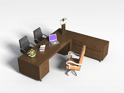 3d办公室办公桌模型