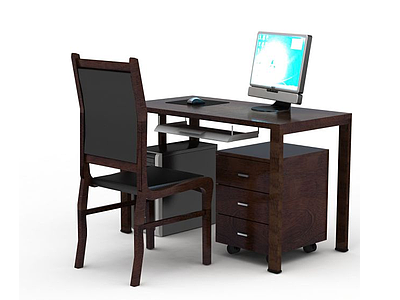 3d实木办公桌模型