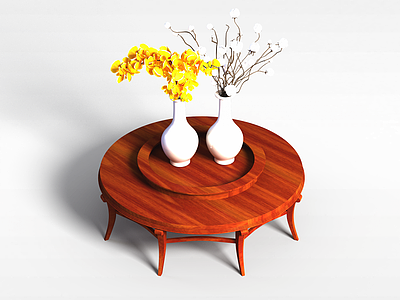 3d创意实木圆桌模型