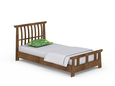 3d简约实木单人床免费模型