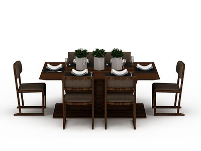 3d新中式餐桌组合免费模型
