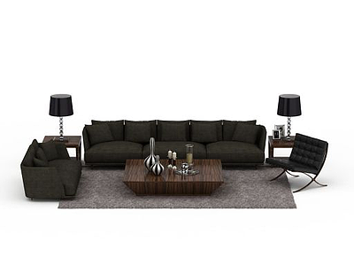 3d客厅休闲沙发茶几组合免费模型