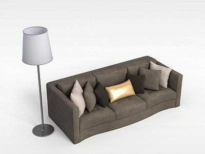 现代布艺三人沙发模型3d模型