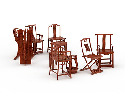 中式风格椅子模型3d模型
