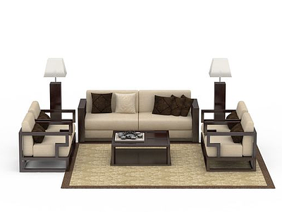 3d中式风格沙发免费模型