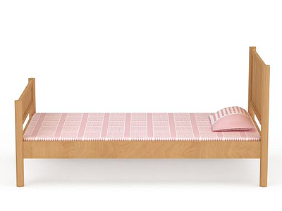 3d实木单人床免费模型