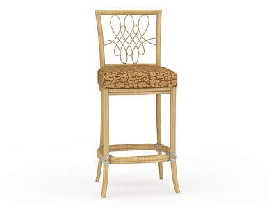 实木吧台椅模型3d模型