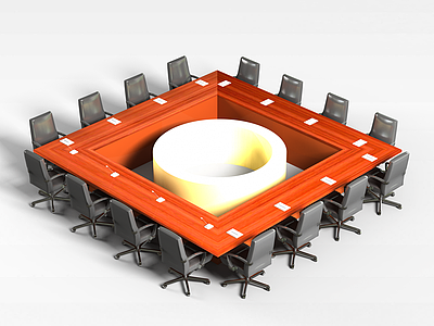 3d会议室桌子模型