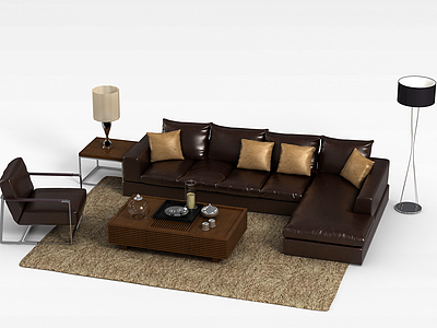 客厅真皮沙发组合模型3d模型