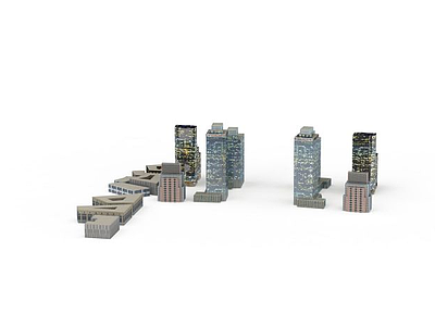 城市综合体夜景建筑模型3d模型