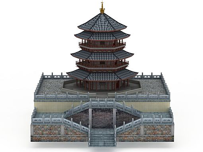 亭台塔楼建筑模型