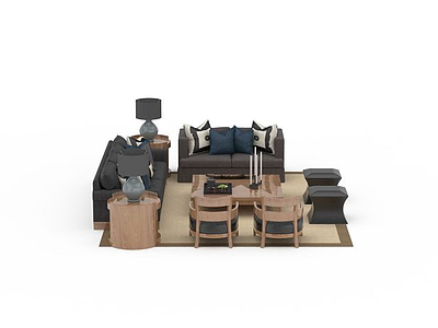 3d现代简约沙发组合免费模型