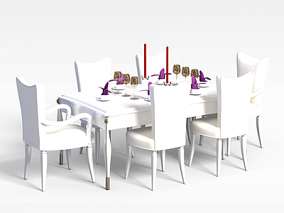 餐桌餐椅套装模型3d模型