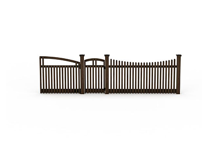 3d现代室外铁艺门围栏免费模型
