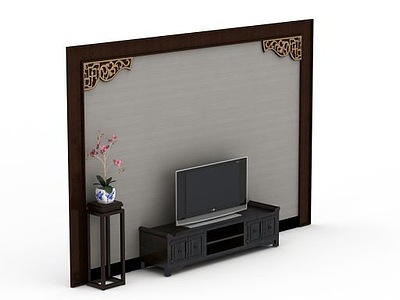 中式风格电视柜模型3d模型