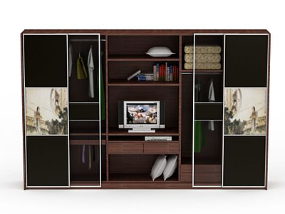 3d现代时尚实木柜子模型