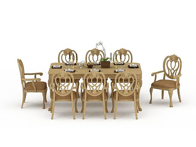 欧式桌椅套装模型3d模型